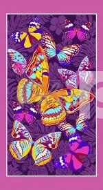 Вафельное пляжное полотенце бабочки фиолетовые 80/150 пляжные