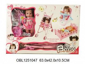 7107-1 набор кукла, мебель, коляска, в коробке 1251047