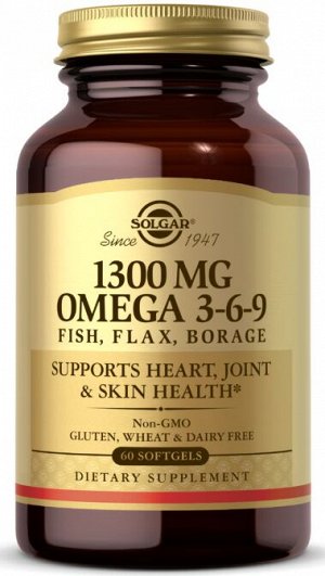 Омега 3-6-9 1300 mg. Omega 3-6-9 Solgar 60 капс.