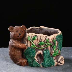 Кашпо керамическое "Медведь у пенька" 15*11*10см