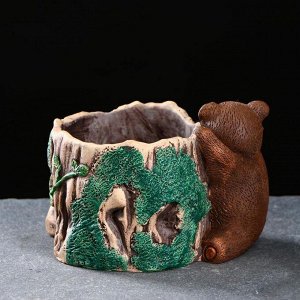 Кашпо керамическое "Медведь у пенька" 15*11*10см