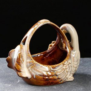 Кашпо-корзинка керамическое "Лебедь" 13*8*11см