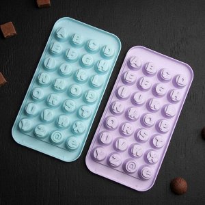Форма для льда и шоколада «Алфавит», 24,5?12,5?2 см, цвет МИКС