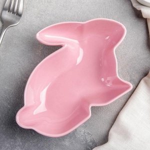 Блюдо глубокое «Милашки. Зайка», 17,5*12,6*4 см, цвет розовый