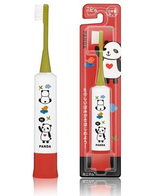 (New)Детская электрическая зубная щетка для детей 3 года до 10 лет. Панда. Цвет корпуса: белый и красный.