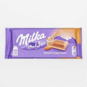 Шоколадная плитка Milka Almond Crispy Creme, 90 г