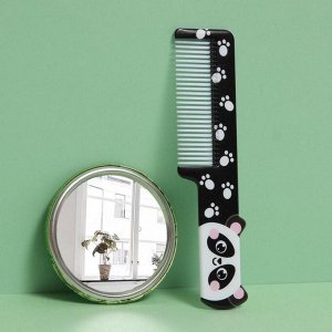 Подарочный набор «Панда», 2 предмета: зеркало, расчёска