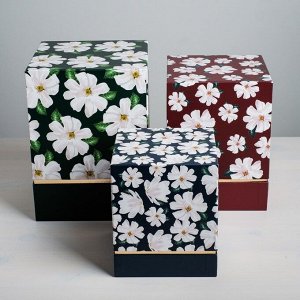 Набор подарочных коробок 3 в 1 «Цветы», 17 ? 14 ? 14?25 ? 18 ? 18 см