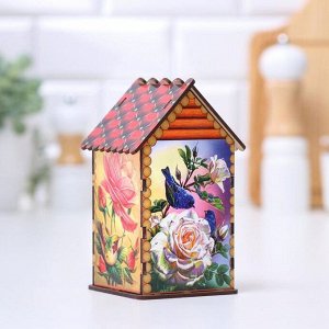 Чайный домик-копилка "Птичий домик в саду",17х10,5х9 см, микс