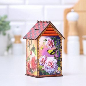 Чайный домик-копилка "Птичий домик в саду",17х10,5х9 см, микс
