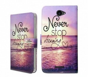 Never stop dreaming. Чехол книжка с рисунком на телефон Samsung Galaxy