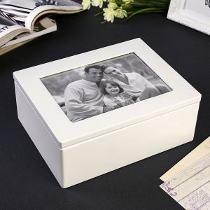 Шкатулка для украшений с фоторамкой 13?18 см «Стиль», дерево, с ящиком, белая, 18.5?9?22.9 см