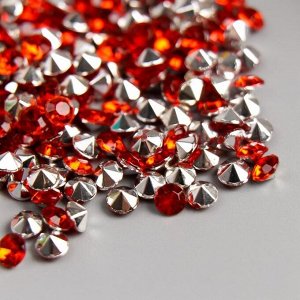 Декор для творчества пластик "Стразы алмаз. Красные" набор 200 шт d=0,4 см