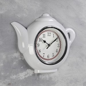Часы настенные, серия: Кухня, "Чайник", белый, 30х23 см, плавный ход