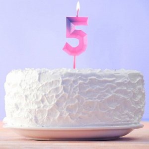 Свеча в торт «5», в пакете, цифра, 9 х 2,8 см