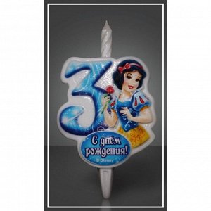 Свеча для торта цифра "Disney. Принцессы" "5" синяя