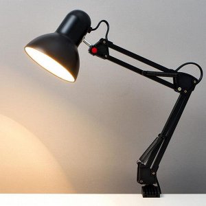 Лампа настольная Е27, на зажиме (220 В) черная h=55 см (811) RISALUX