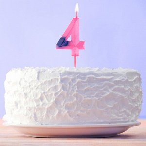 Свеча в торт «4», в пакете, цифра, 9 х 2,8 см