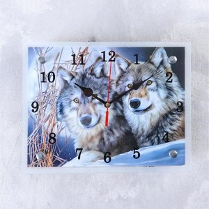 Часы настенные, серия: Животный мир, "Два волка", 20х25  см, микс
