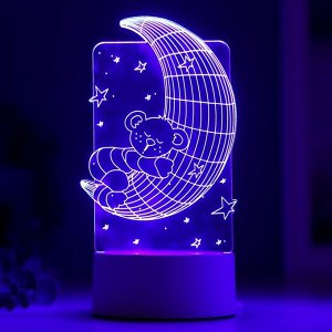Светильник "Мишка на месяце" LED RGB от сети 9,5х10,5х20см