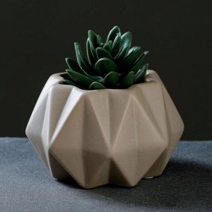 Кашпо керамическое "Треугольники" серое 10*10*7 см
