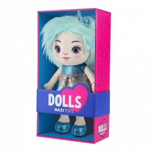 Мягкая игрушка «Кукла Карина» в сине-серебряном платье, 35 см