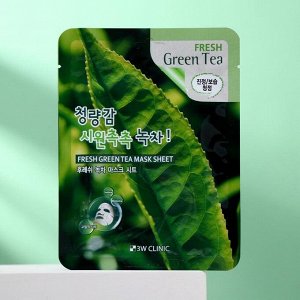 Тканевая маска для лица 3W CLINIC с зелёным чаем, 23 мл