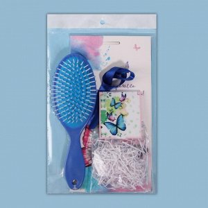 Подарочный набор «Бабочки-дабл», 2 предмета: зеркало, массажная расчёска, цвет МИКС