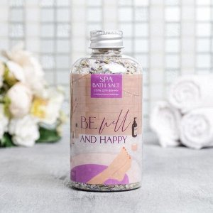 Расслабляющая соль для ванны «Be well and happy», с лепестками лаванды, 370 г