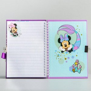 Disney Записная книжка на замочке А5 &quot;Minnie Mermaid&quot;, Минни Маус, 50 листов