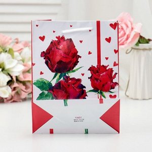Пакет ламинированный "Розы и любовь", 18 х 23 х 8,5 см