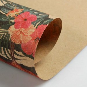 Бумага упаковочная крафт "Розовый фламинго", 70 х 100 см