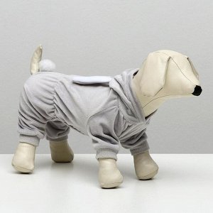 Комбинезон "Зайка" для собак, M (ДС 24-26 см, ОШ 28 см, ОГ 34-36 см), серый