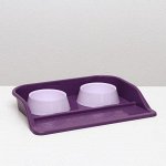 Миски с лотком &quot;Феликс&quot; 0,3 л, 41 x 30 x 6 см, фиолетовый лоток, белые миски