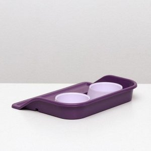 Миски с лотком «Феликс», фиолетовый лоток, белые миски, 41 x 30 x 6 см, 0,3 л