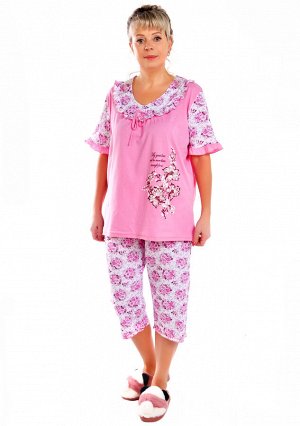 Пижама "Дамский каприз" -2 бриджи розовый