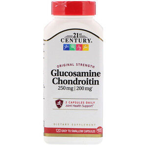 21st Century, Глюкозамин — 250 мг, хондротин — 200 мг, оригинальная формула, 120 капсул