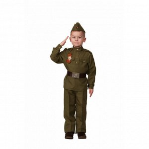 Карнавальный костюм «Солдат», сорочка, брюки, головной убор, брошь, р. 40, рост 158 см