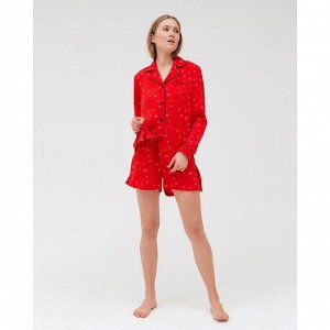 Пижама женская (рубашка, шорты) MINAKU: Light touch цвет красный