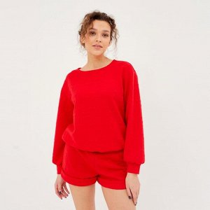 Пижама женская (свитшот, шорты) MINAKU: New happy цвет красный, р-р 50