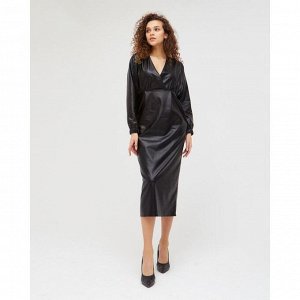 Платье женское длина миди MINAKU: Leather look цвет чёрный