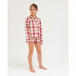 Комплект для девочки (рубашка, шорты) MINAKU: Home collection KIDS цвет красный, рост 110
