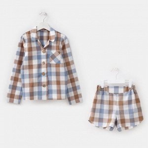 Комплект для девочки (рубашка, шорты) MINAKU: Home collection KIDS цвет синий, рост 116