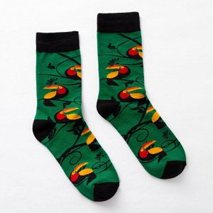 Носки MINAKU «Птицы», цвет зелёный, размер 36-41 (23-27 см)