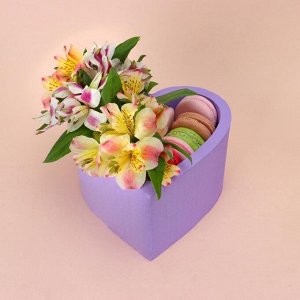 Пенобокс 16*16*10 см кашпо для цветов и подарков "Сердце", лавандовый