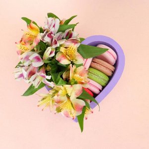 Пенобокс 16*16*10 см кашпо для цветов и подарков "Сердце", лавандовый