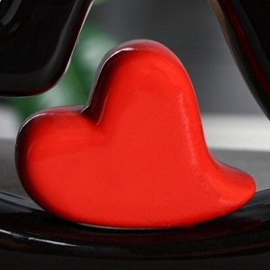 Ваза настольная "Сердце в сердце", чёрно-красная, 21 см , керамика