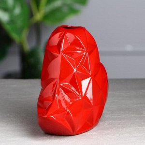 Ваза настольная "Сердце кристалл", красная, керамика, 16 см