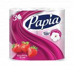 Туалетная бумага Papia «Клубничная мечта», 3 слоя, 4 рулона