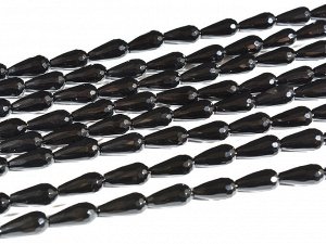 Бусины для рукоделия из оникса черного капля гр.8*16мм, 38см, 24 бусины